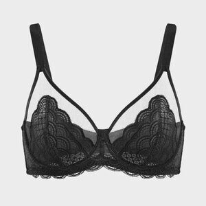 NEW ❤️ Underwire Full Cup Soft Lace Detail Bra in BLACK